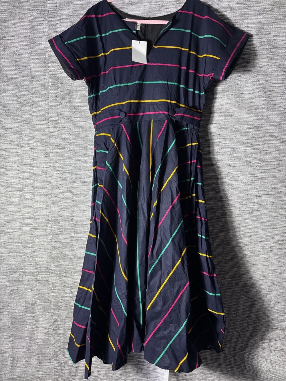 Heritage Clothings Cotton Striped Dress, Navy, XL